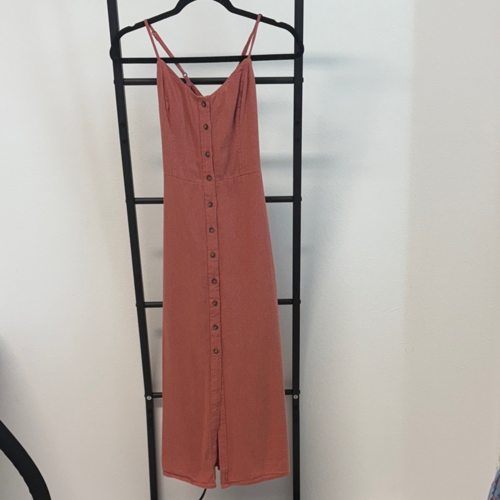 Hollister Terracotta Button-Front Midi Dress